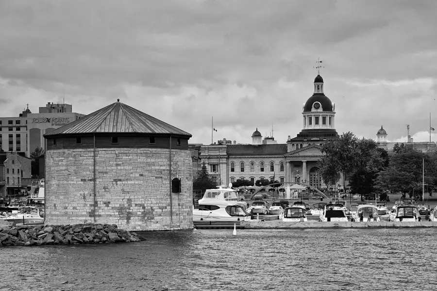 Shoal Tower and Kingston City Hall across Confederation Basin